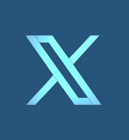 Twixter x.com symbol cyan color over blue