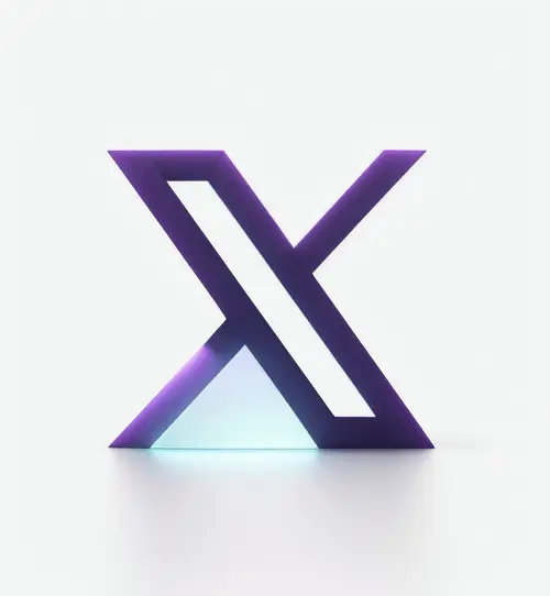 Twixter x.com symbol violet over white style