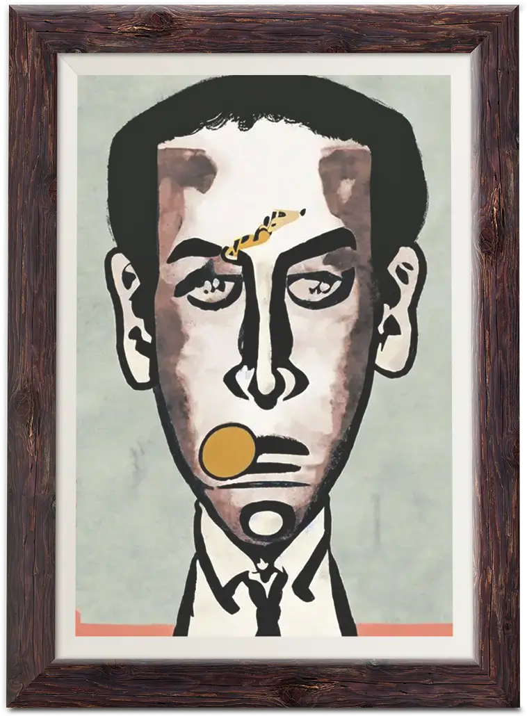 "we cannot eat money person" paiting with frame